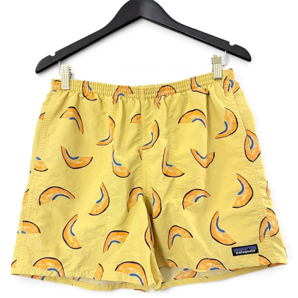 Patagonia Mens Medium Baggies Shorts Yellow Melon Print Swim Trunks STY57021SP20